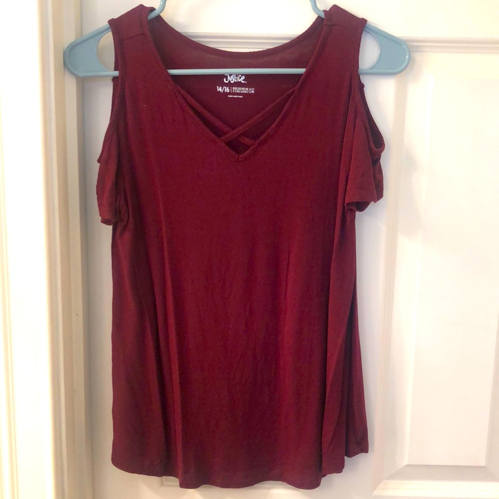 Justice cold shoulder tee
